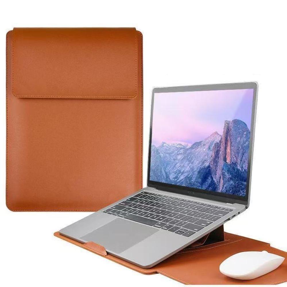 PU Leather 14 Inch Laptop Sleeve Bag Adjustable Waterproof Laptop Sleeve Case Ultra-thin Stain-resistant Laptop Stand Office