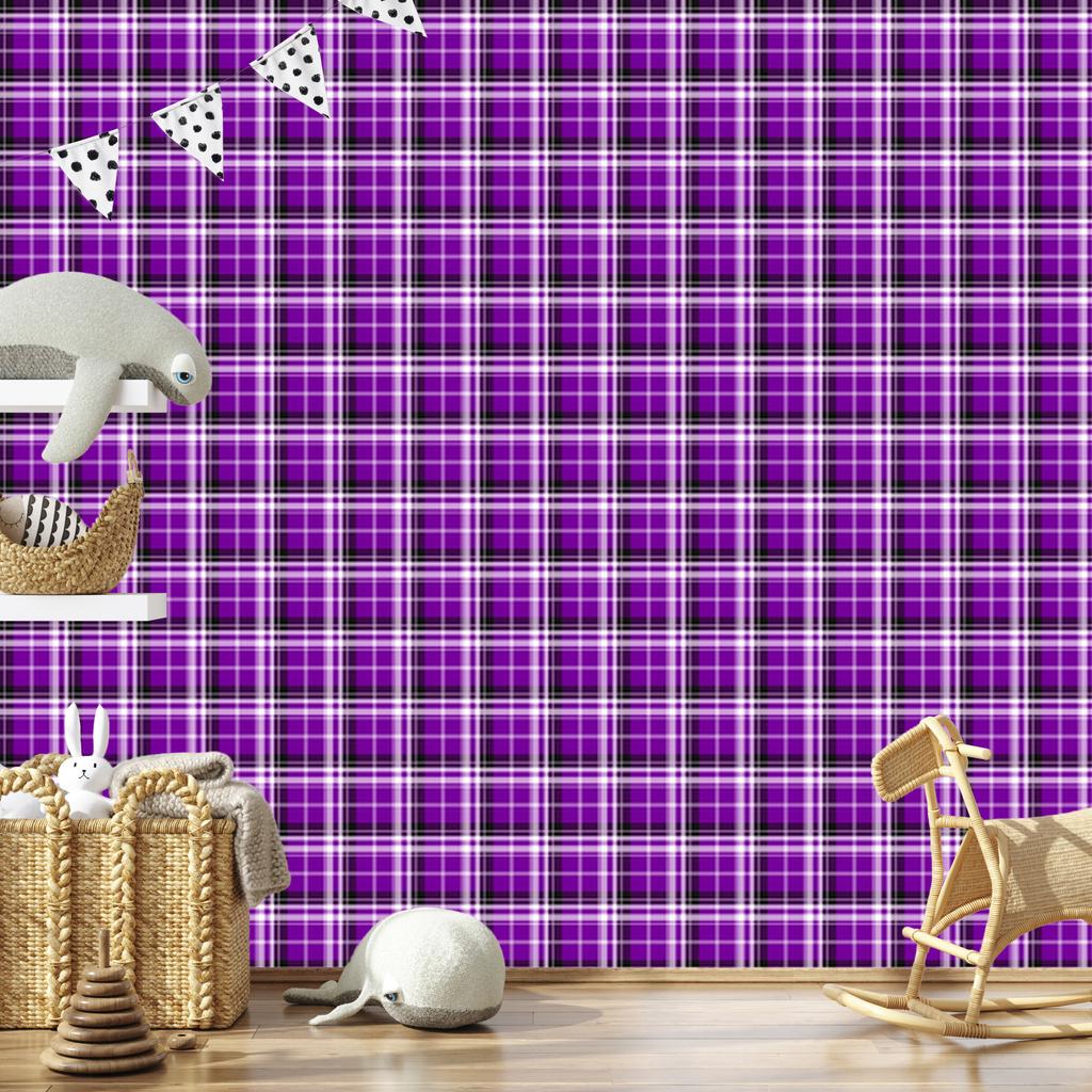 Purple Check Wallpaper - Purple, Plum, Lavender, and Graphite 50x1000