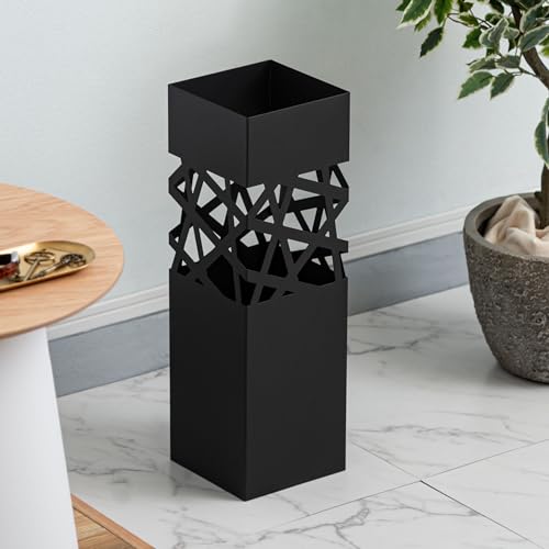 Azumaya-kk Umbrella Stand, Black, Steel, Removable Water Tray, Approx. W15.5 X D15.5 X H49cm, Slim, Square, for Entryways, LFS-186BK