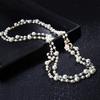 Damen-Halskette, doppellagig, Kunstperle, Blume, Zahl 5, Anhänger, lange Halskette, Schmuck, Geschenk