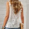 Women's Fashion Sleeveless Floral Printed Blouse Solid Color V-Neck Crochet Lace Casual Tank Top