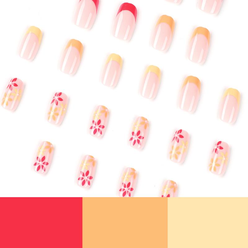 Wearing nail art, simple flower wearing nail art, French three-color nail art patch nail art