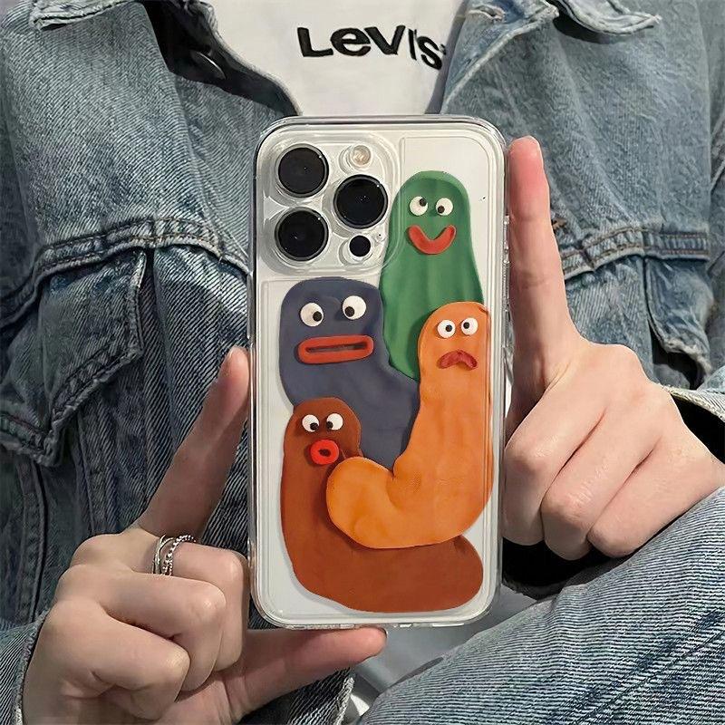 Muddy Funny Expression phone case For IPhone 16 PRO 15 14 13 12 11 Promax 16E 7 8 X XR 8plus Transparent Soft Shell
