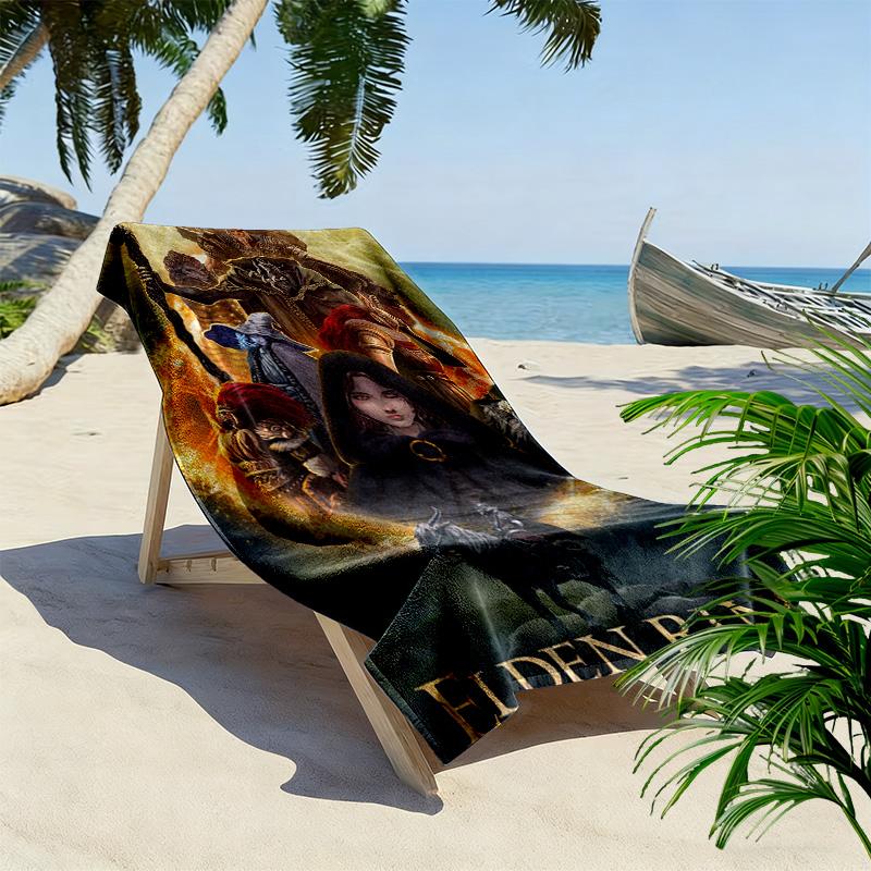 Elegant Elden theme 2D Flat Print Beach Towel, Large Soft Quick Dry Towel for Beach Camping SwimmingXSTJ0915568