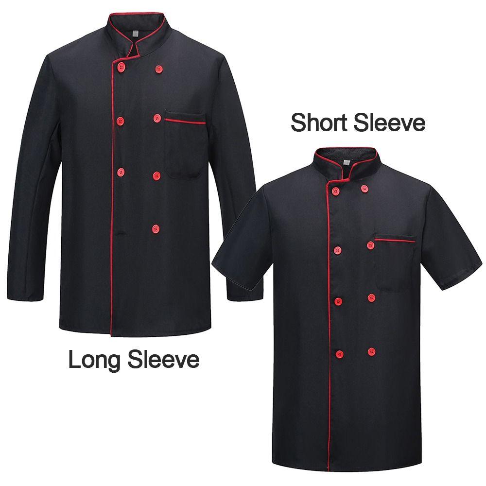 Short Long Sleeve Chef Uniform Black Overalls New Chef Clothes  Restaurant