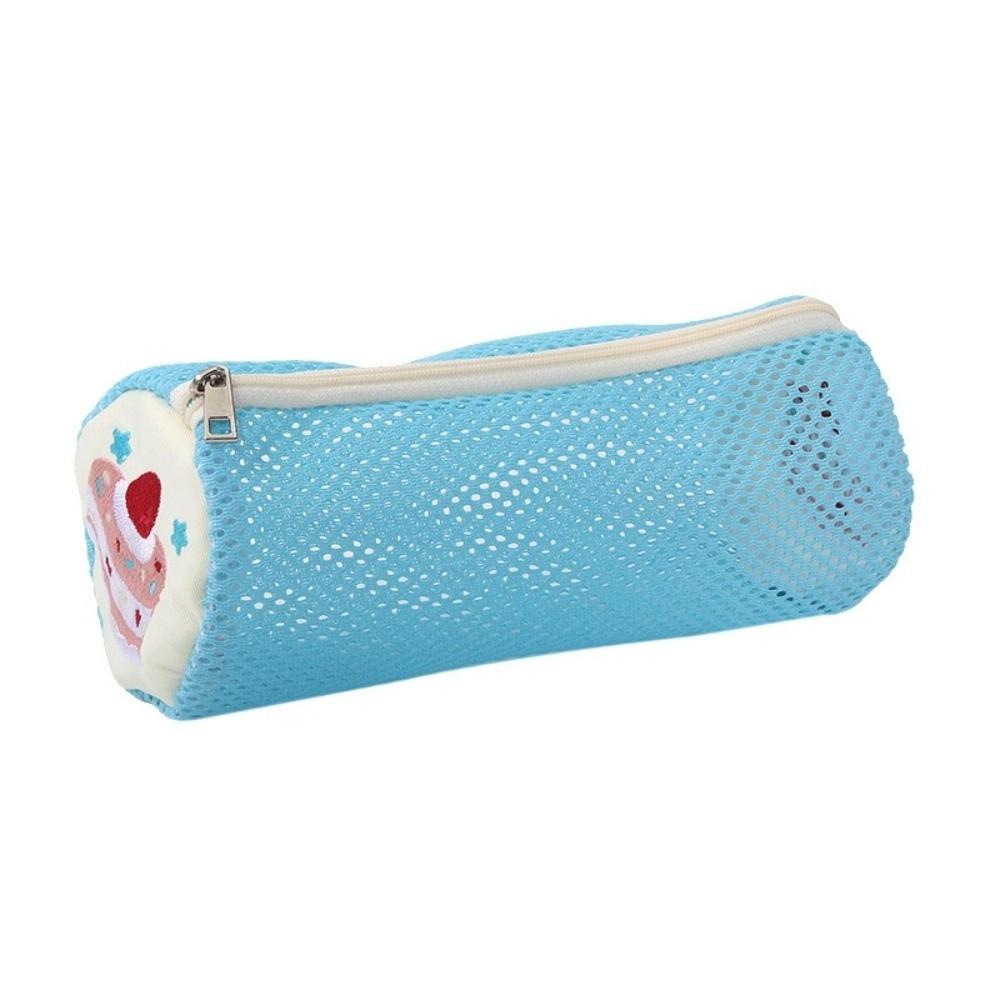 Mesh Pencil Case Cylinder Stationery Bag Durable Pencil Pouch  Students