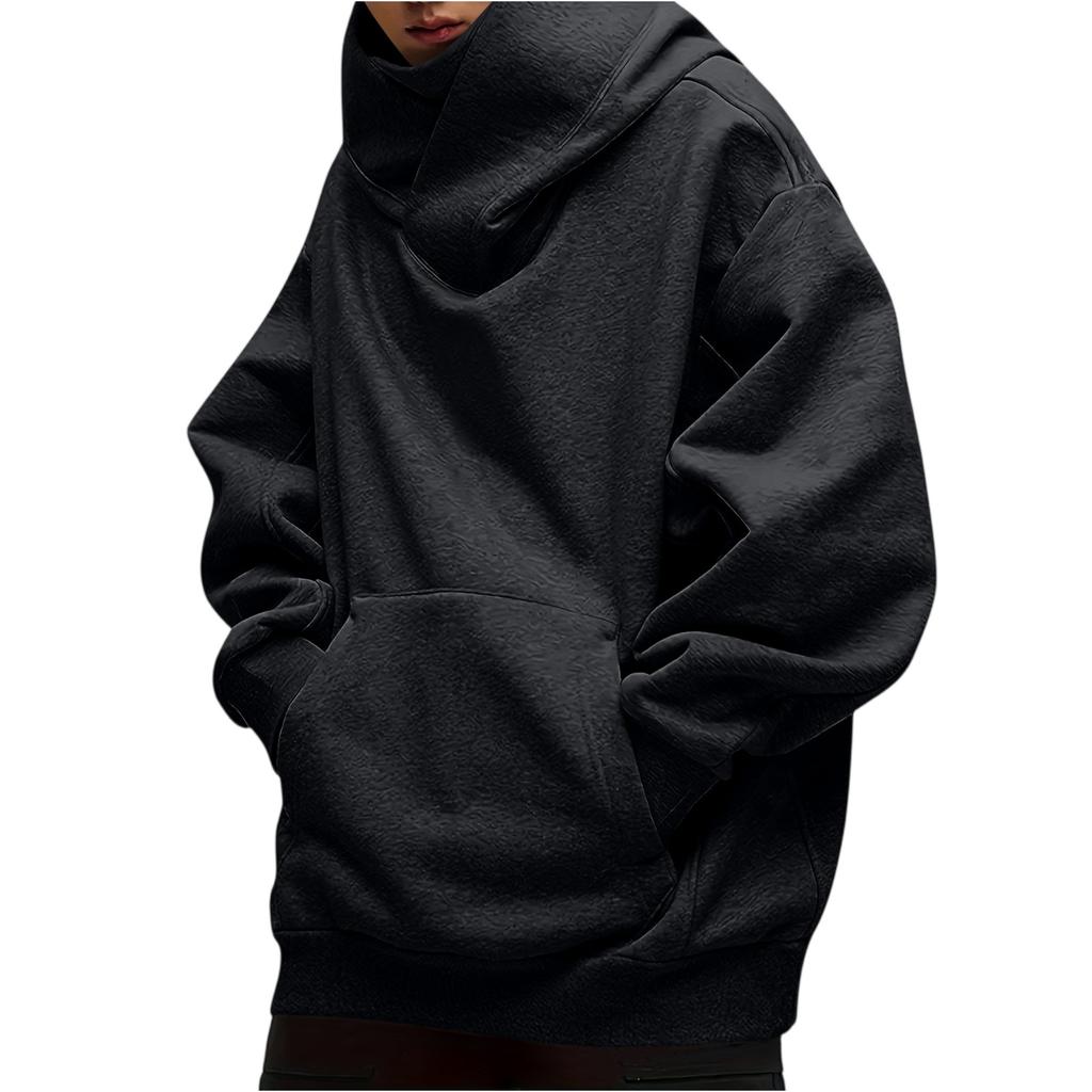 Herrenmode Einfarbig Langärmliger Kapuzenpullover mit Taschen Lässiges Sweatshirt-Oberteil