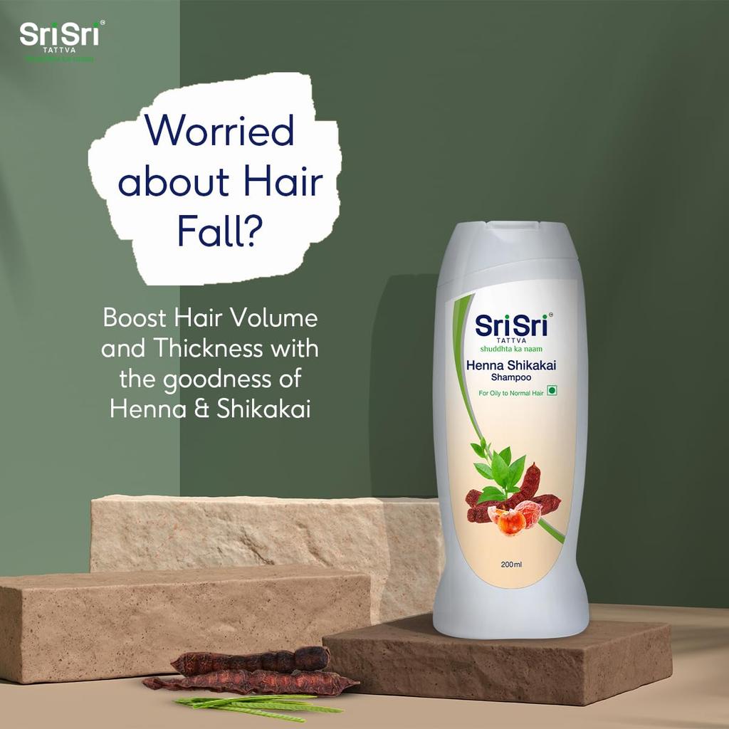 Sri Sri Tattva Henna Shikakai Shampoo 200ml X Pack of 2 – Nourishing, Volumizing, Healthy Shiny Hair for Men & Women