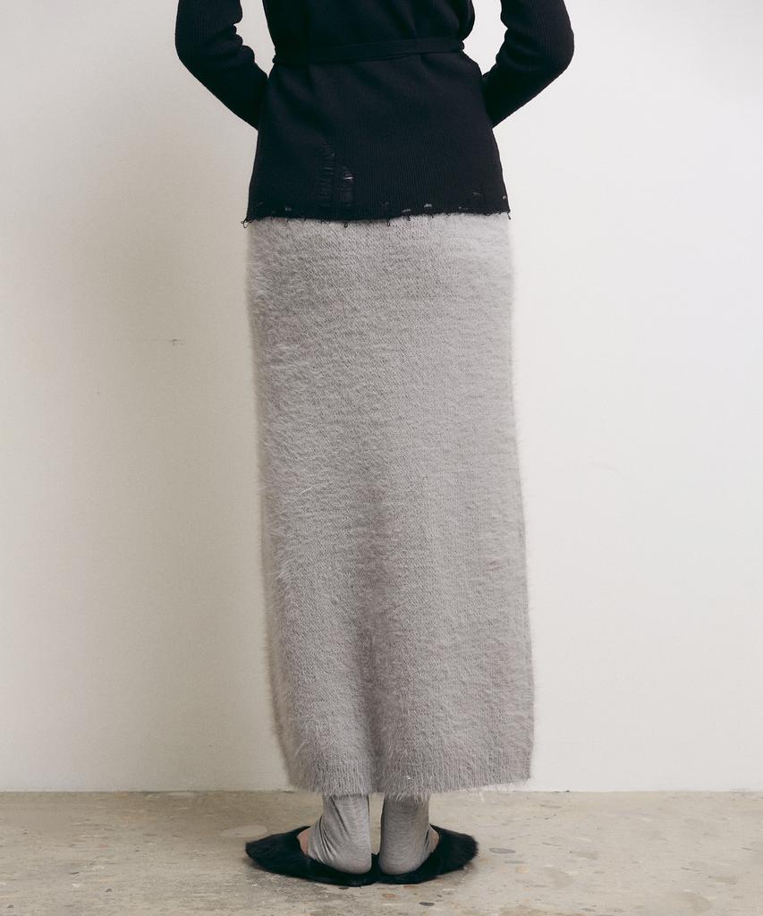 Loutaideu Hairy Knit Skirt [Grey]