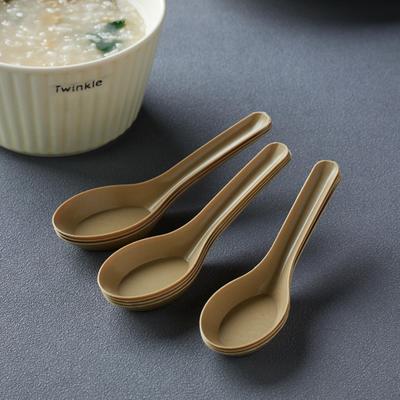 Biodegradable Rice Husk Chinese-Style Spoon: Disposable, Food-Grade for Porridge, Soup, Condiments, Dessert, and Takeout.