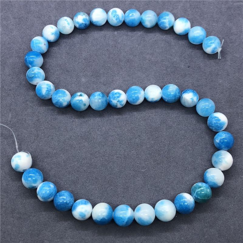 Persian Chalcedony Blue White Loose Beads Round Beads DIY Bracelet Necklace Jewelry