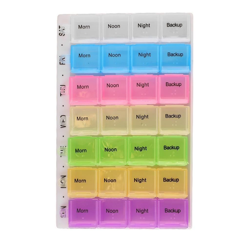 8pcs Assorted Colors Weekly Tablet Organizer Daily Medication Organizer For Family