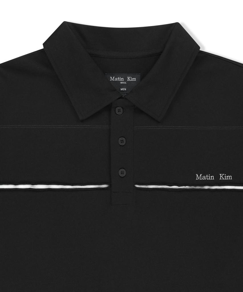 Mattengkim Cut Out Block Collar Top For Men In Black