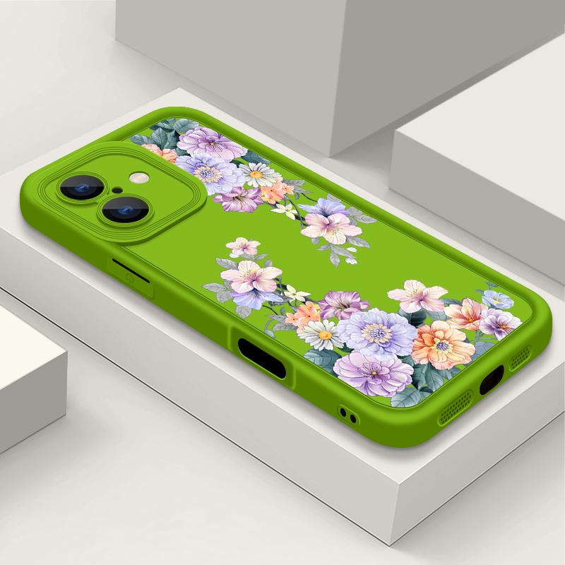 For iPhone 16 Pro Max 15 Pro 14 Plus 13 12 11 XS 8 7 Case Colorful Floral Print Lens Protection Shockproof Matte TPU Soft Phone Cover