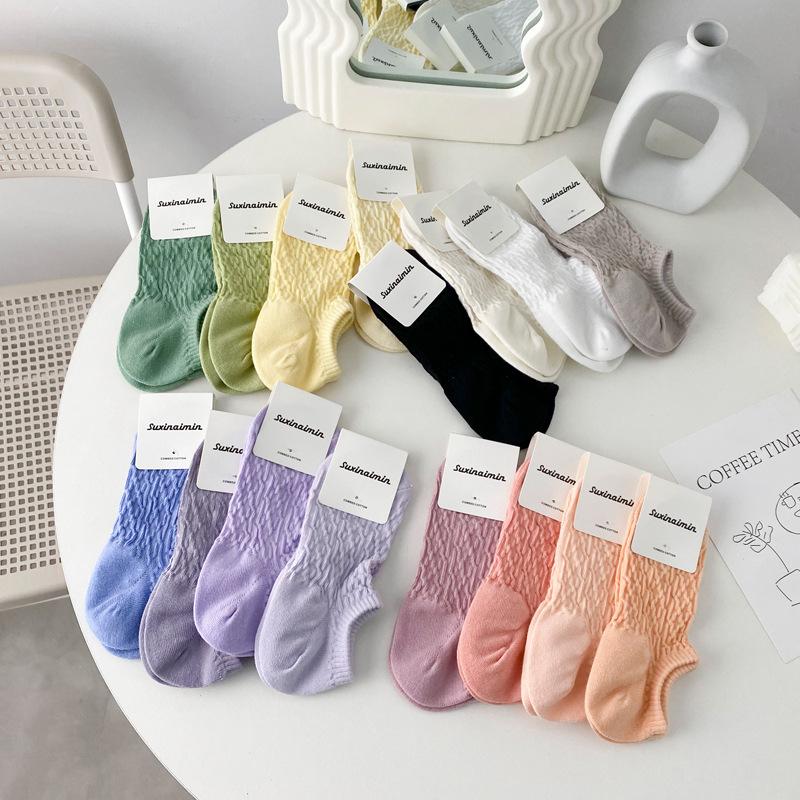 5 Pairs of New Female Spring and Summer Sweet Short Boat Socks