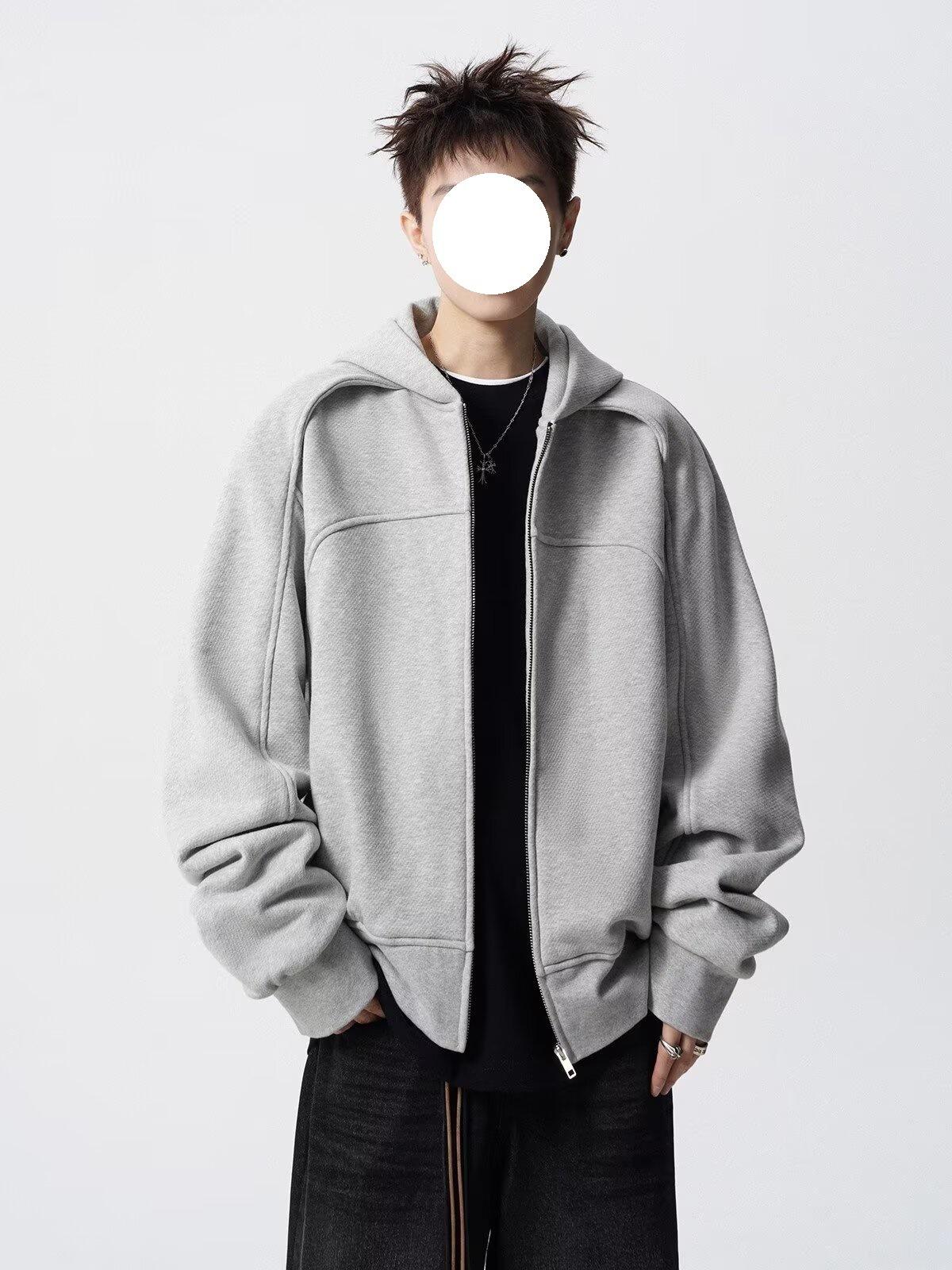 American Cleanfit Ruffian Handsome Silhouette Hooded Sweater Men s Autumn and Winter High Street Heavy Trendy Brand Deconstructed Cardigan Jacket M