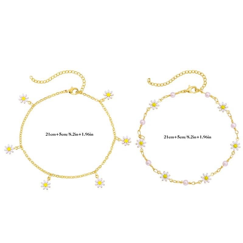 Nuovi Carini Cavigliere Fiore Margherita per Donne Cavigliera da Spiaggia Braccialetto Gamba Catena Piede Bohemien Fatta a Mano Gioielli Boho Accessori Regalo