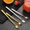 304 Stainless Steel Square Coffee Spoons Tea Milk Cocktail Stirring Spoon Long Handle Ice Cream Dessert Spoons Kitchen Barware