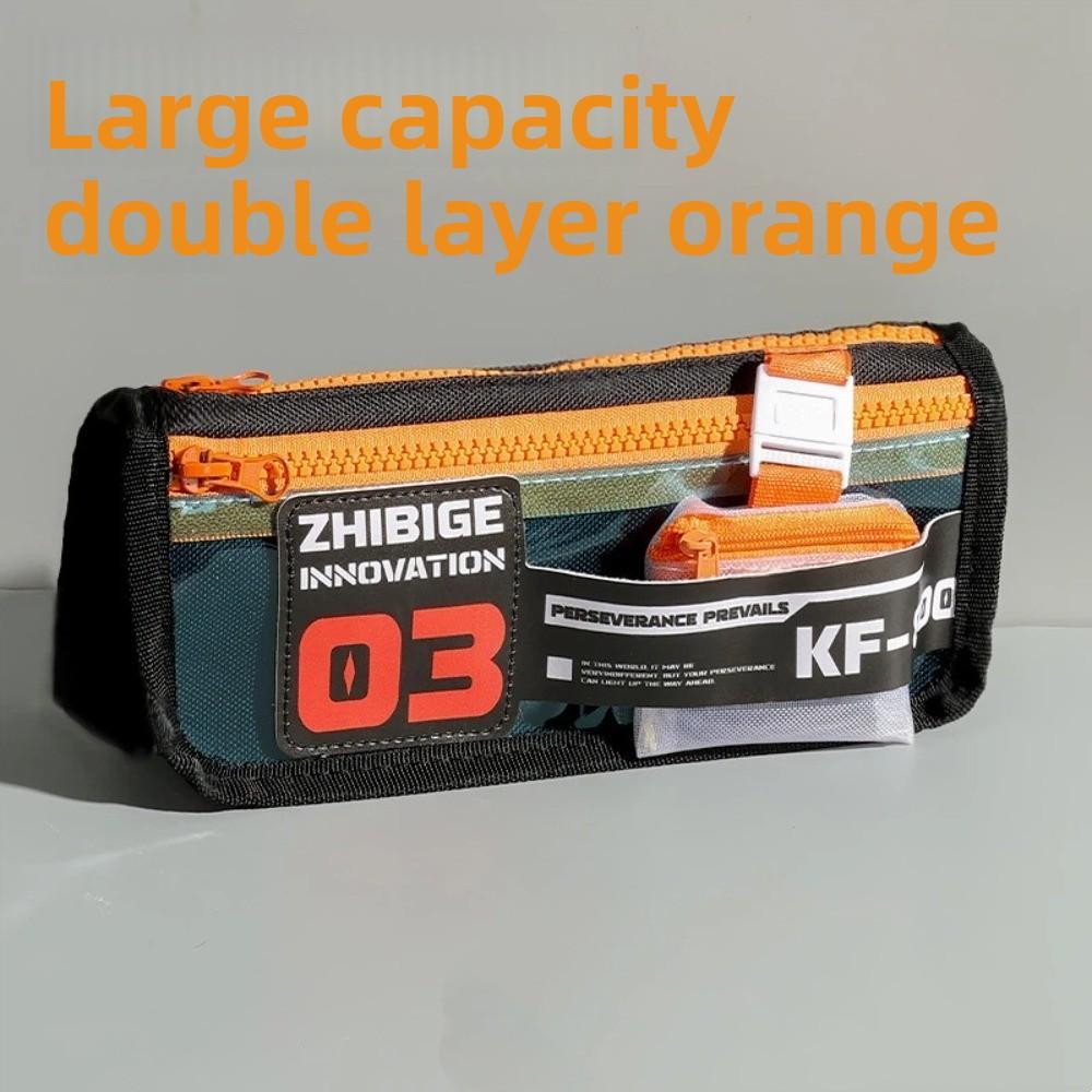 Canvas Letters Stationery Bag Double-layer Pencil Pouch Ins Fashion Racing Car Pen Bag Boys Men