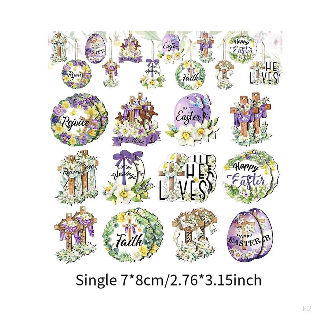 24x Oster-Holzanhänger zum Aufhängen Partyzubehör Frühlingsbaumschmuck Dekoschild für
