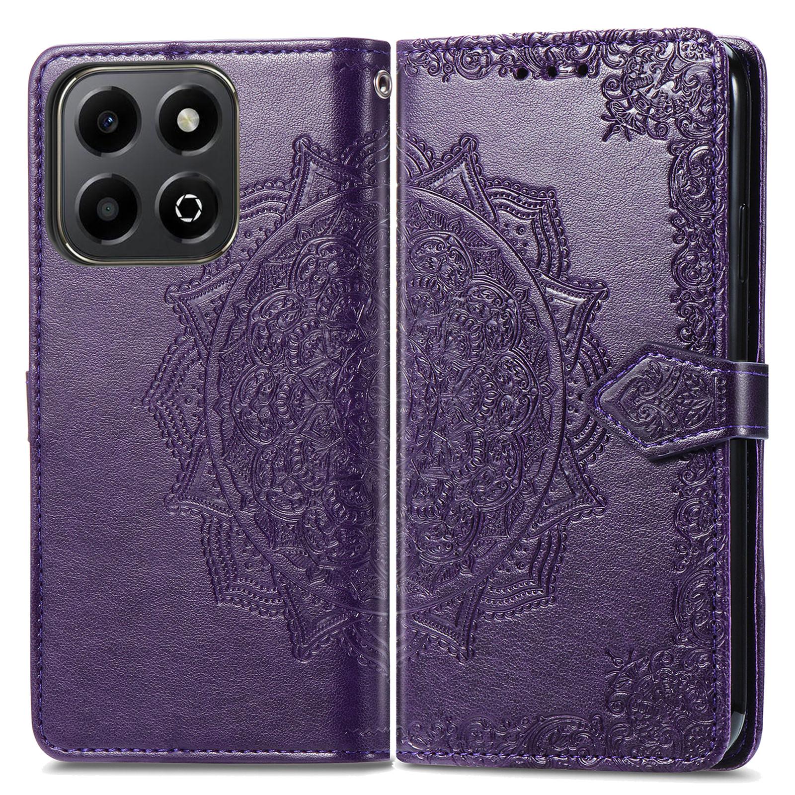 

Wallet Case For Honor X7c 4G/200 Smart 5G/Play 60 Plus 5G Mandala Flower Leather Phone Cover Stand View Purple