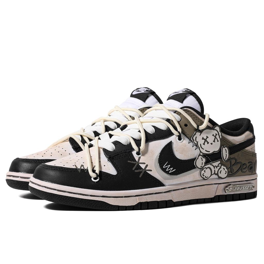 Nike Dunk Quick Dry Abrasion Resistant Balance Low top Skateboard Shoes GS Black Brown CW1590-100(TeamM-S-BOX)
