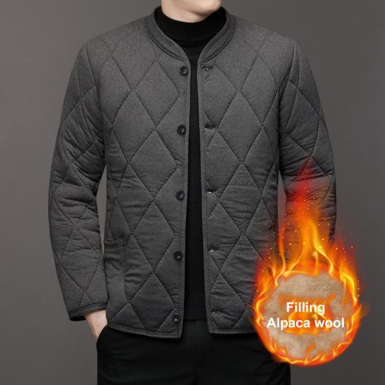 Autumn Winter Solid Color Cotton Jacket Stand Collar Long Sleeve Quilted Padded Thickened