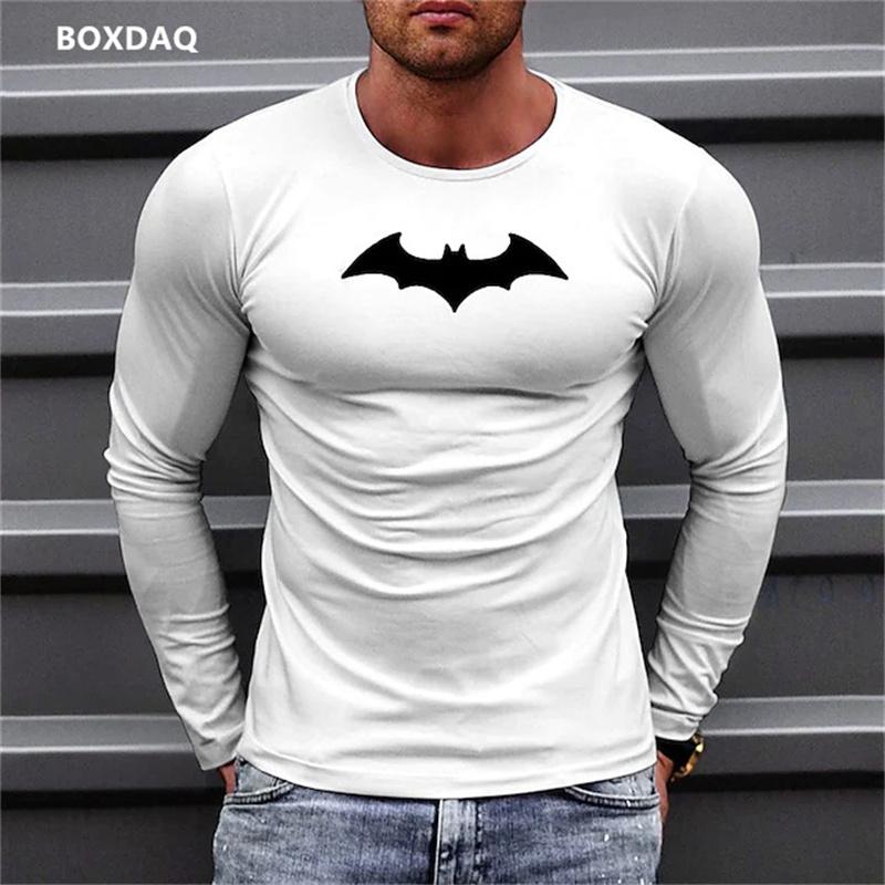 Bat Graphic 3D Printed Men's T-shirts Long Sleeve Street Style Hip Hop T-shirts Plus Size Loose Casual Sporty Tops Clothing