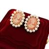 Vintage Rhinestone Pearl Flower Stud Earrings - Elegant, Versatile, High-End Design.