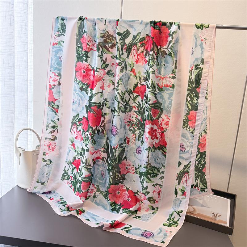 

Women Foulard Print Scarf Bandana Elegant Long Shawl Hijab Summer Sun Protection Scarves Lady Wrap Casual Blanket Stoles Echarpe 180x80cm