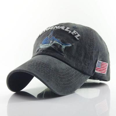 Unisex Baseball Cap Painted Letters Embroidered Shark Hat Washed Old Retro Design Cotton Casual
