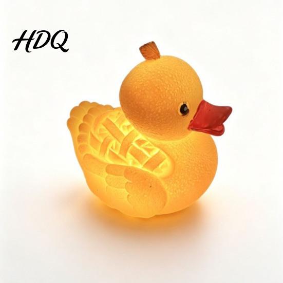 Detailed Design Ornament Glowing Resin Duck Figurine with LED Light Decorative Night
