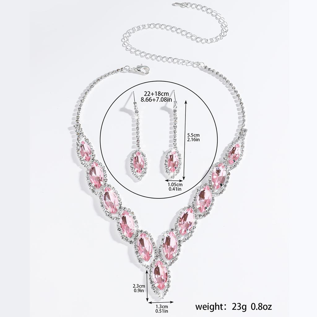 Valentine's Day Gift V-shaped Crystal Jewelry Set Multi Color Exquisite Necklace&Pendant Earrings Women's Gift