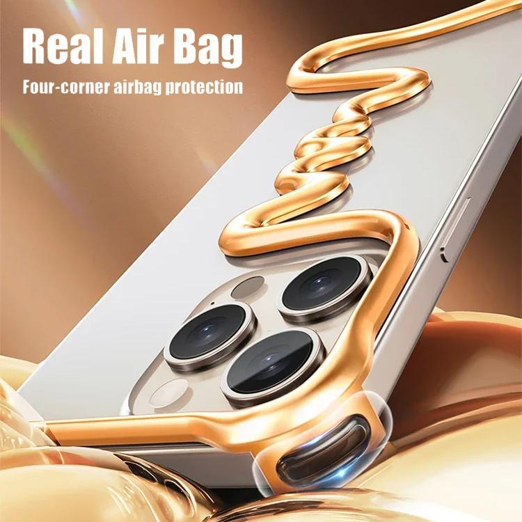 Husă de telefon de lux, metal 3D, fără cadru, pentru iPhone 14 15 16Pro Max 16Plus 15Pro, din aliaj de aluminiu, husă, husă de airbag, rezistentă la șocuri