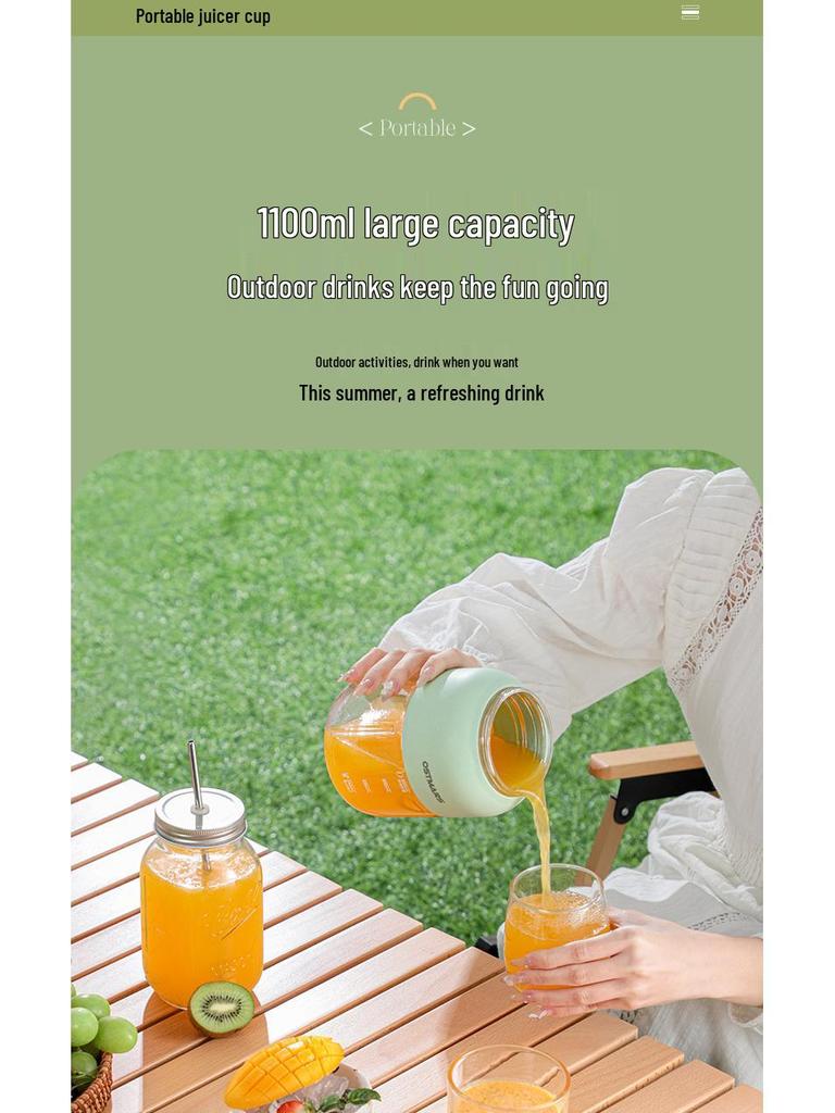 OSTMARS German Portable Juicer: Large Capacity, Wireless, Multifunctional, Perfect for Fresh Juice & Ice Crushing