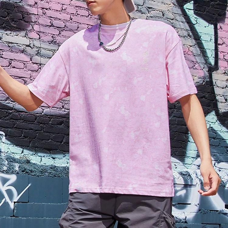 Li Ning X Erik Ellington Collaboration Signature Series Embroidered Logo Loose Fit Round Neck Short Sleeve T-Shirt Men Tops Pink AHSR981-1