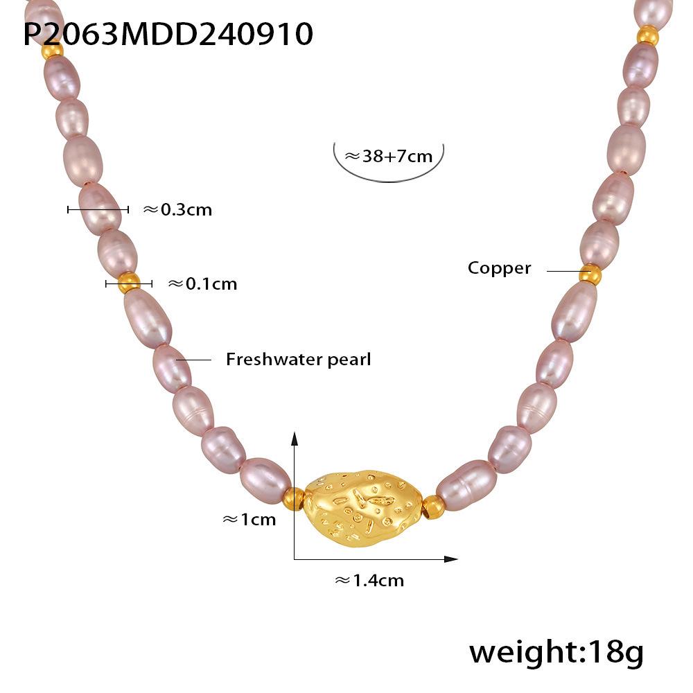 Elegant Retro Copper Choker with Freshwater Pearl Pendant