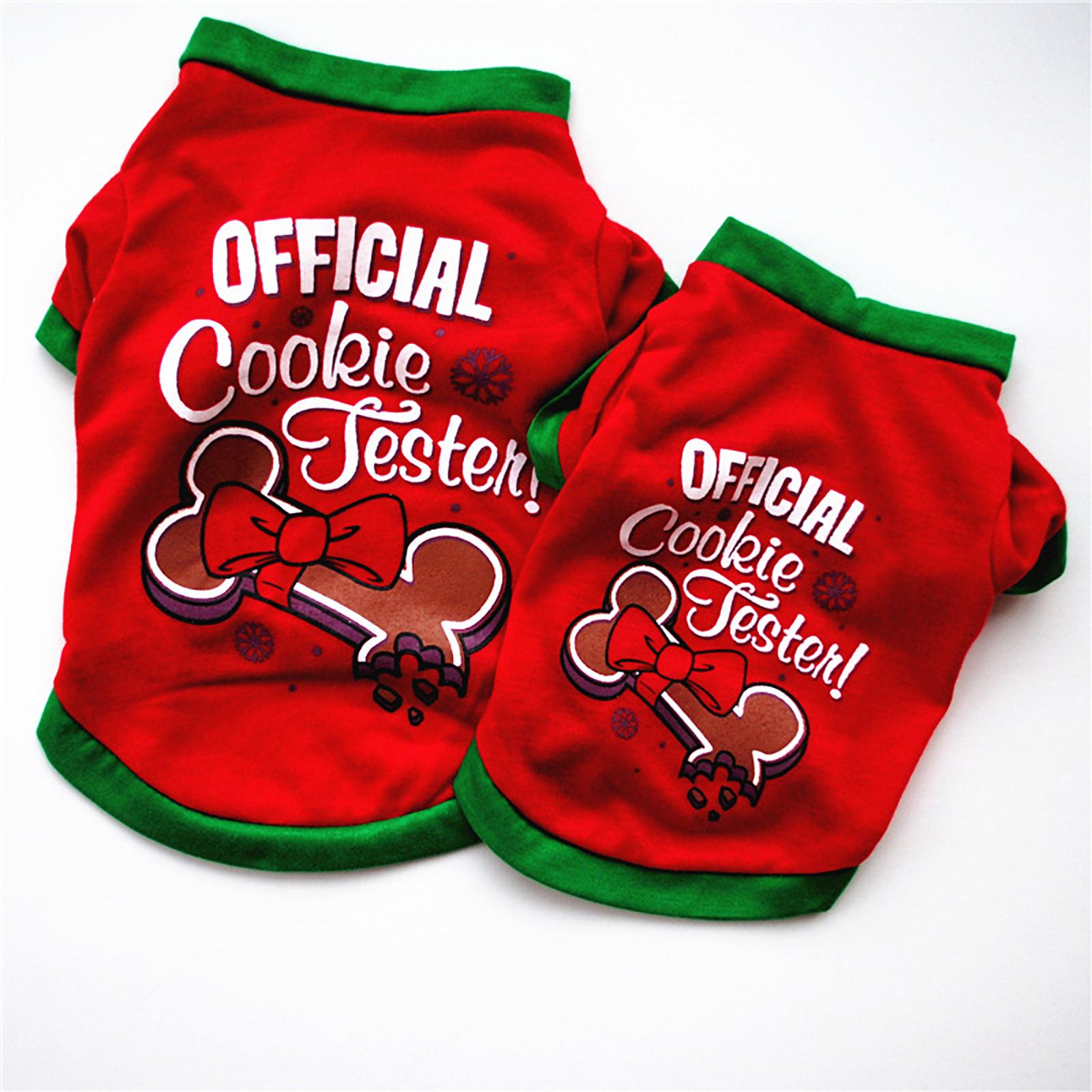 

New Pattern Tricolor Christmas Dog Clothing Cotton GreenT shirt Puppy Costume XS червоний