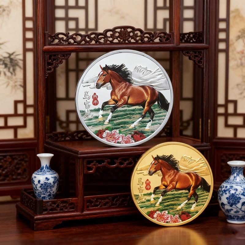 1Pc 40mm Metal Collection 2026 Chinese New Year Souvenir Coins Lucky Animal Horse Collectible Coins Gold Silver Challenge Coin