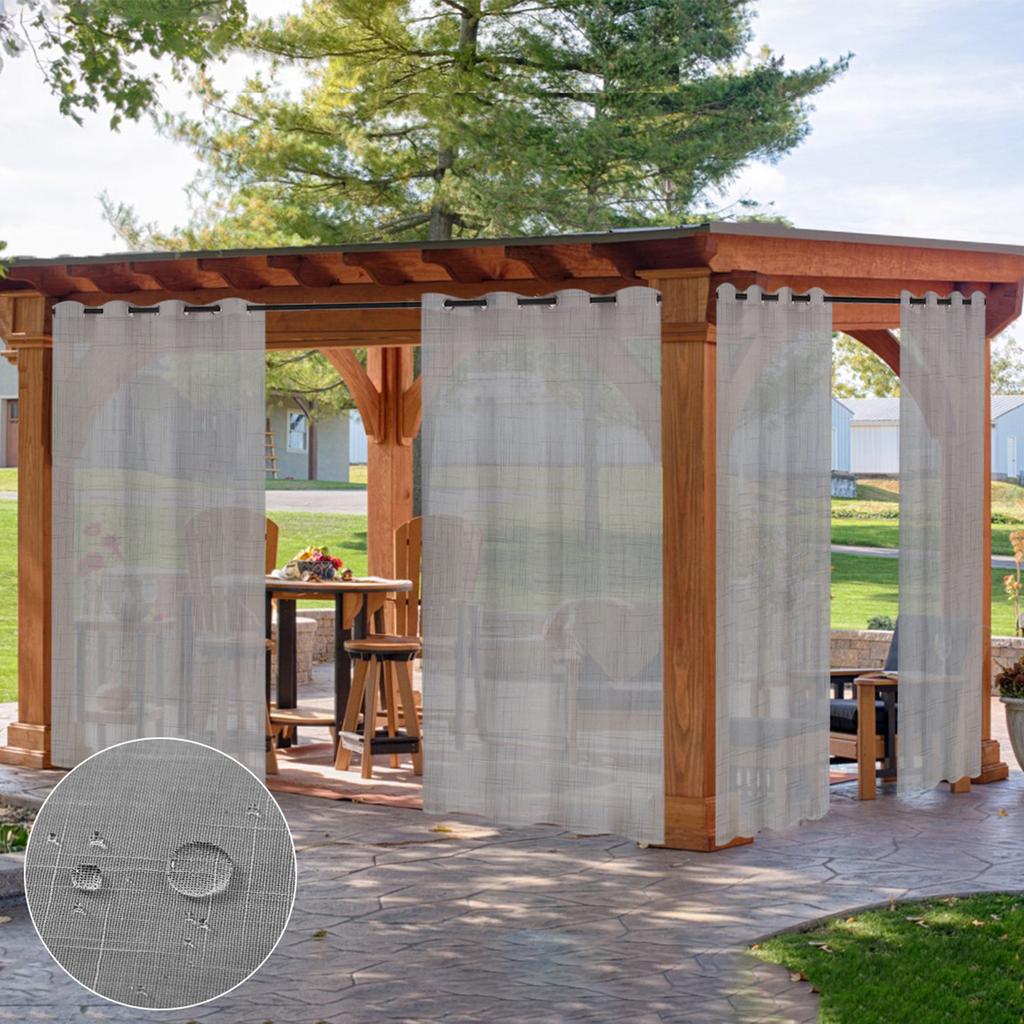 1/2 Panel Outdoor Wasserdicht Leinenstruktur Transparente Vorhänge Voile Vorhang Gartenvorhänge für Terrasse Veranda Pergola Pavillon Heimdeko