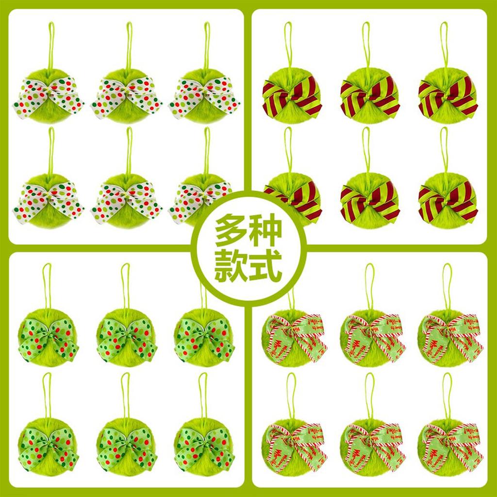 Christmas Bow Plush Ball Ornament 8cm Festive Christmas Tree Hanging Decor Collectible Gift Party Home Accessory