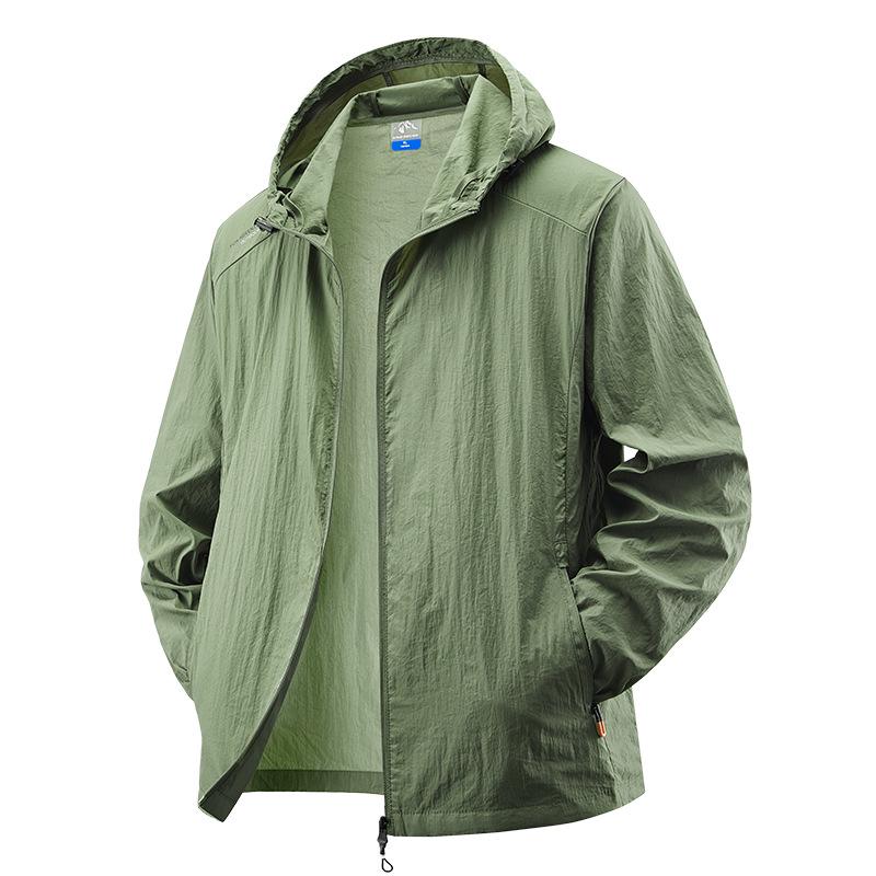 Men's Retro Hooded Thin Ice Silk Sun Protection Jacket - Summer Outdoor Loose-Fit Plus Size