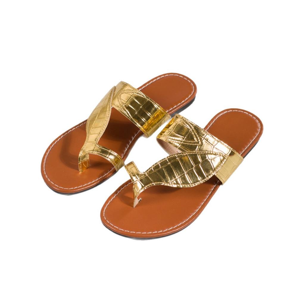 Flat-bottomed cool slippers women's 2025 summer new European and American large-size toe wear casual beach