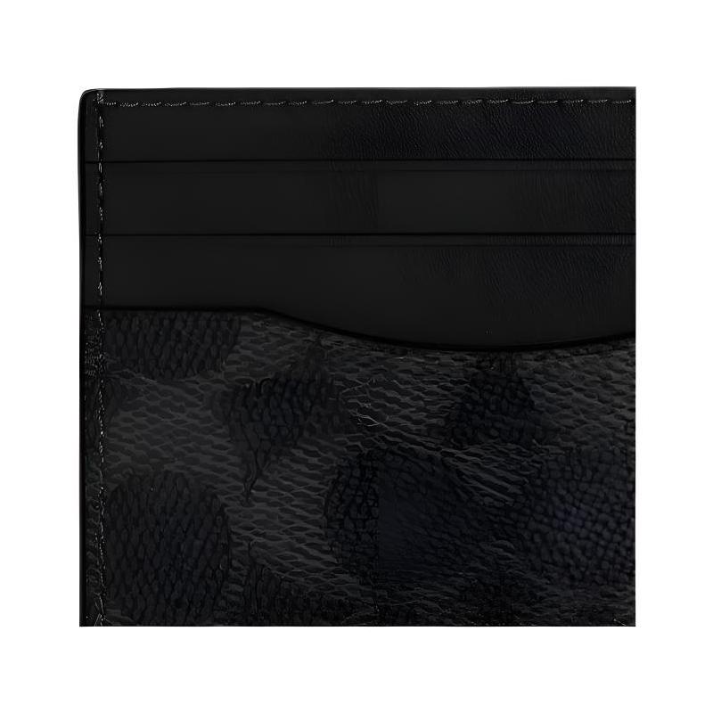 Coach Card Holder 10 Fashionable Logo Print Contrasting Design, Artificial Leather and Cow Leather Holder, Regular, Women's Style, Gray Gray and Black