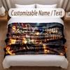 Music General Theme Soft Blanket Personalized Custom Name Text Print Warm Blanket Home Sofa Bedroom Decor