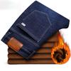 Jeans Invernali Caldi in Peluche da Uomo Spessi Termici Casual Dritti Denim Pantaloni Maschili Lavoro Business Elasticizzati Abbigliamento
