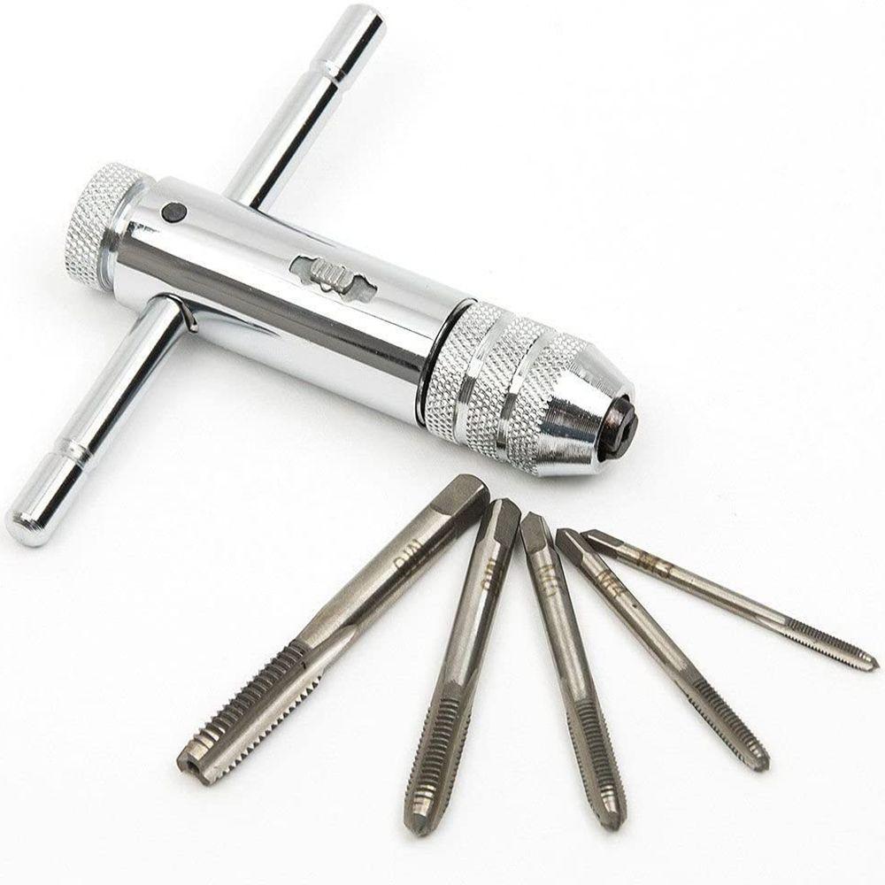 

Метрическая вилка Машинистский инструмент Трещотка Держатель метчика Ключ M3-M8 Машинный винт Разводной ключ Серебристый