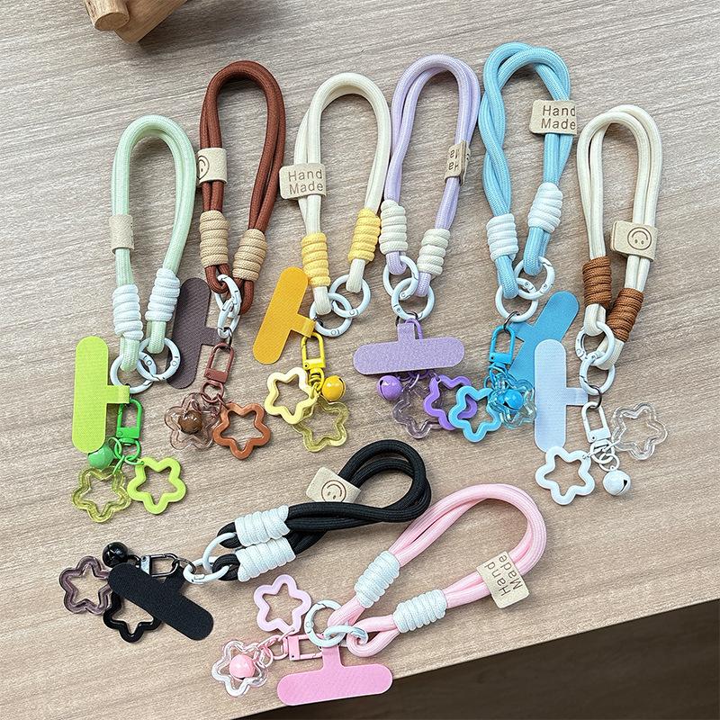 Dopamine Color Hollow Star Mobile Phone Case Clip Portable Rope Bold Braided Rope Lanyard Anti-Drop And Anti-Lost Keychain