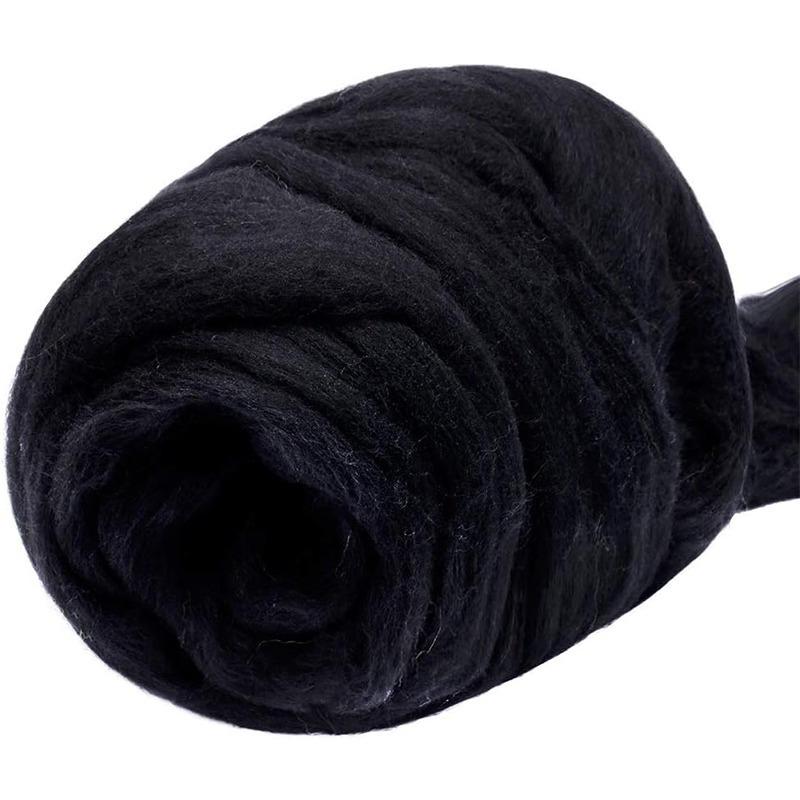 

3,53 унции/100 г ровинговая пряжа, волокнистый ровинг, принадлежности для валяния, толстая пряжа, прядильная ровница для игольчатого валяния, мокрого валяния, ручного прядения своими руками чёрный