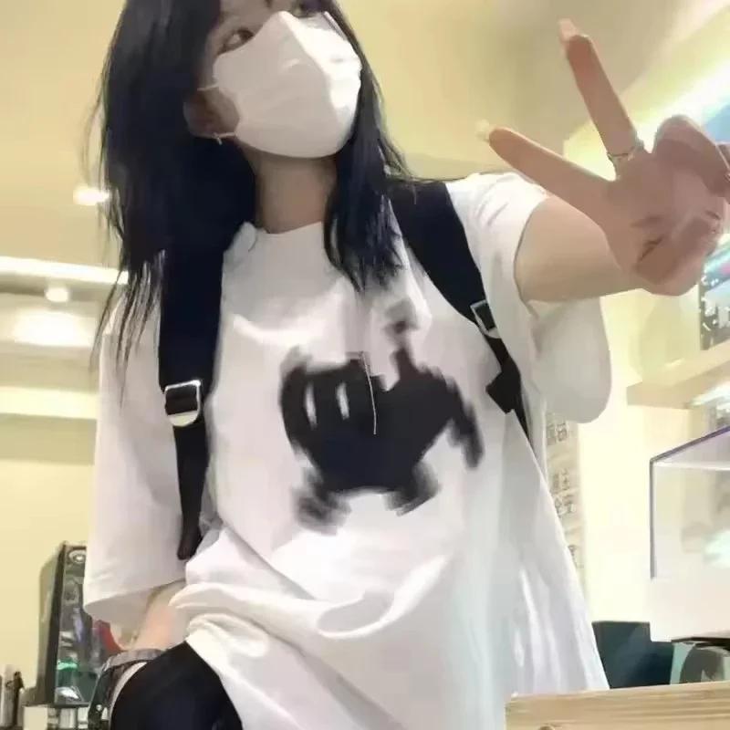 90S Black Cat Pixel Women Print TShirt Summer Girl Round Neck Fun Psychedelic Black Cat Casual Y2K Harajuku Top Graphic Tees
